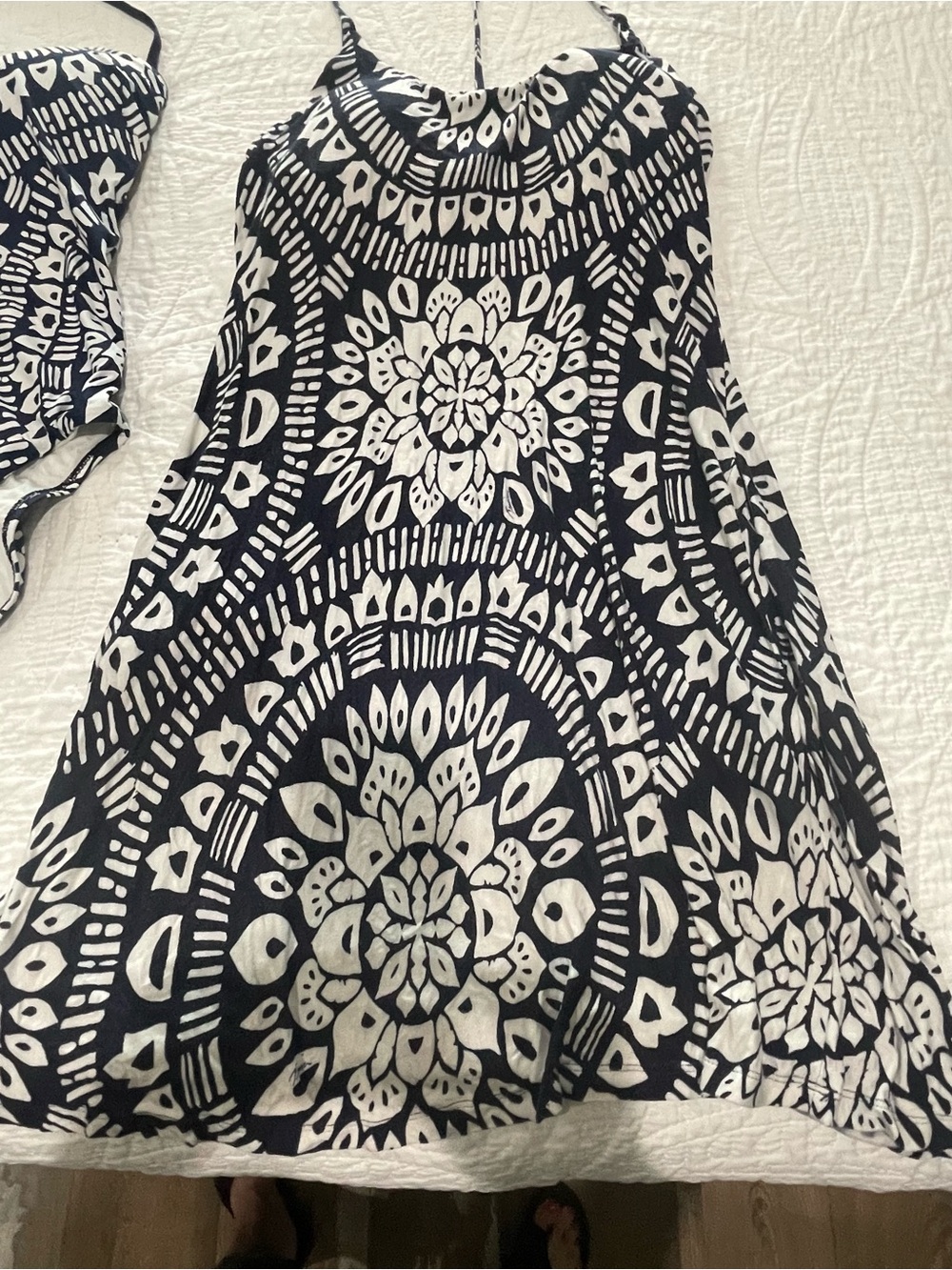 Trina Turk Blue and White One-Piece swimsuit and matching coverup dress - Picture 3 of 7